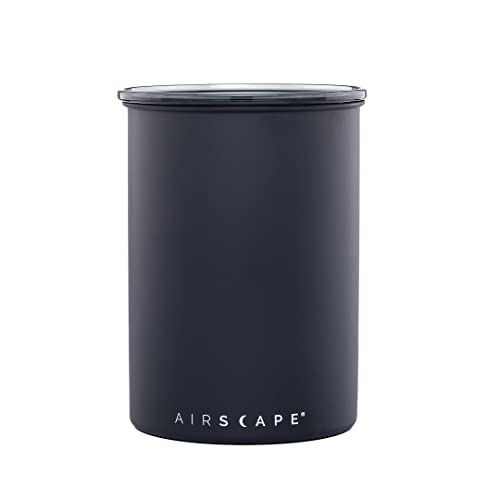 Stainless Steel Coffee Canister | Grocery Storage Container | Patented Sealed Lid | Pushes Air Out to Keep Groceries Fresh (Medium, Matte Black) - SQN station