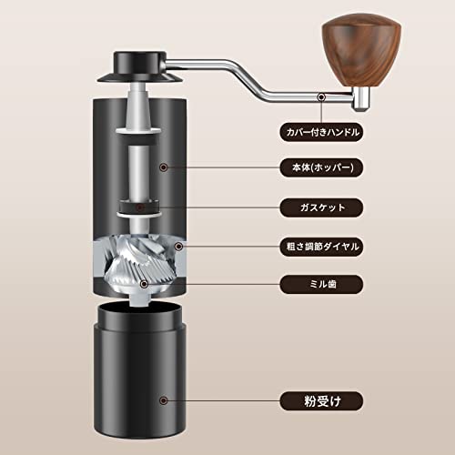 Coffee Mill, Hand Grinding, Coffee Grinder, Stainless Steel Mortar, Adjustable Coarseness, Manual Type, Household Use, Labor Saving, Made in Japan - SQN station
