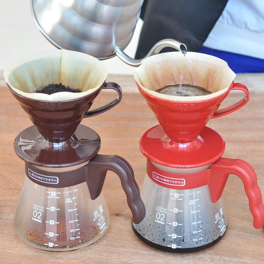 Hario V60 Pour Over Starter Set with Dripper, Glass Server, Scoop and Filters, Size 02, Brown - SQN station